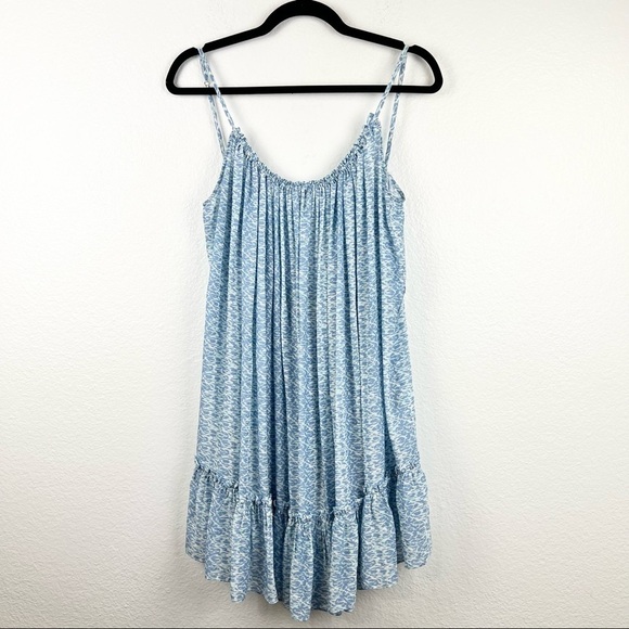 PALOMA BLUE Gathered Printed Twill Mini Dress in Blue Ikat, Size XS - Picture 4 of 10